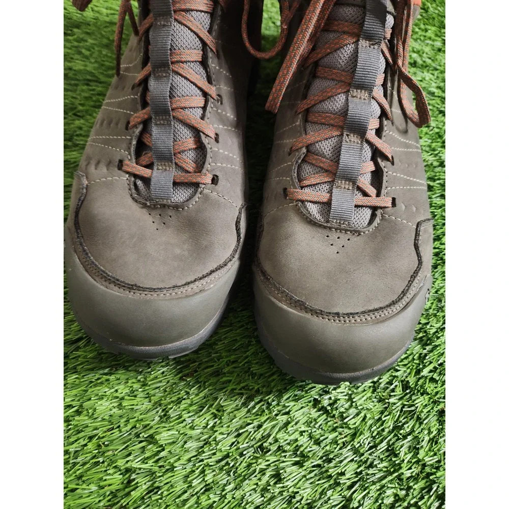 Oboz Leather Hiking Shoes Mens 13 Gray Orange Low Top Trail Sneakers Non Slip
